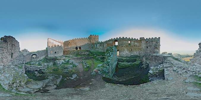Panorámica esférica del castillo de Montánchez en Cáceres